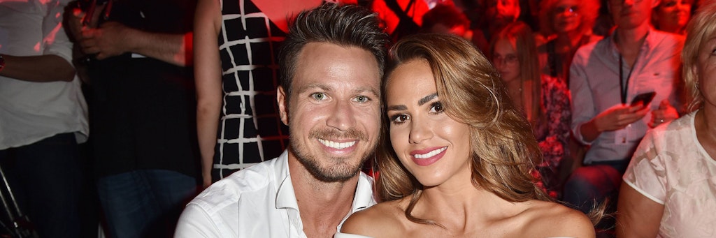 Sebastian Pannek und Angelina Heger bei einer Modenschau im Rahmen der Mercedes-Benz Fashion Week im Sommer 2019.