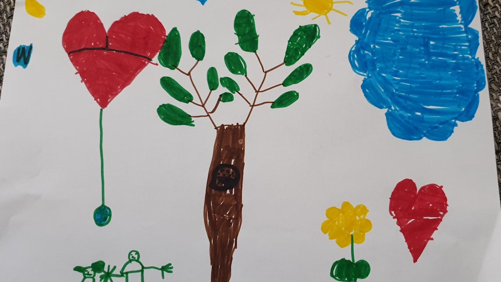 Dieses schöne Bild hat Hanna (4 Jahre) für ihre Großeltern gemalt. Wir haben uns sehr über das Bild gefreut.