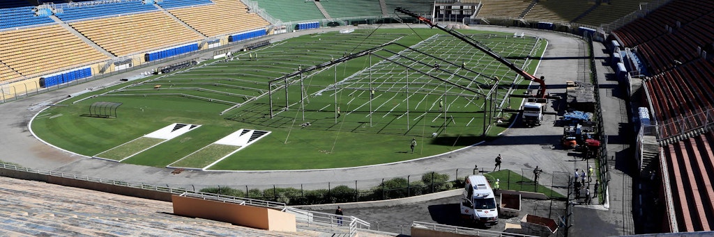 In Sao Paulo entsteht auf einem Fußballstadion derzeit eine Klinik für Coronakranke.
