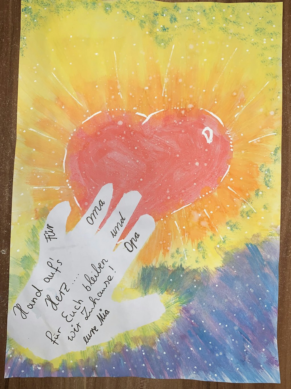 Mia Sophia Kolenda (8) hat dieses Bild für Oma und Opa gemenisam mit ihrem Papa gemalt.