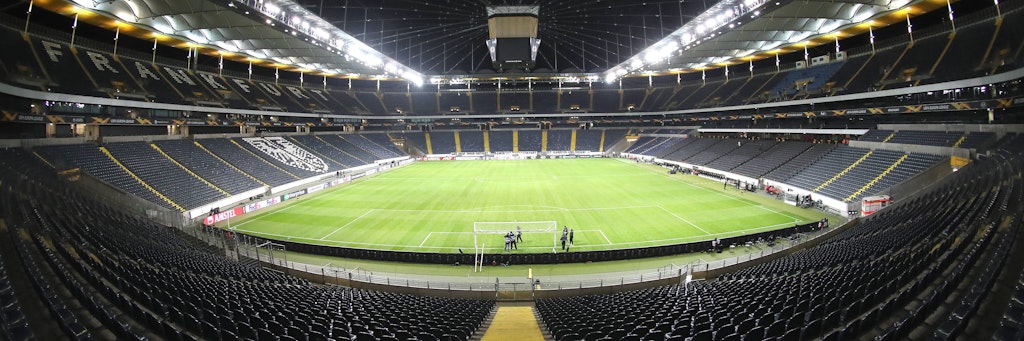 Die leere Commerzbank-Arena in Frankfurt.