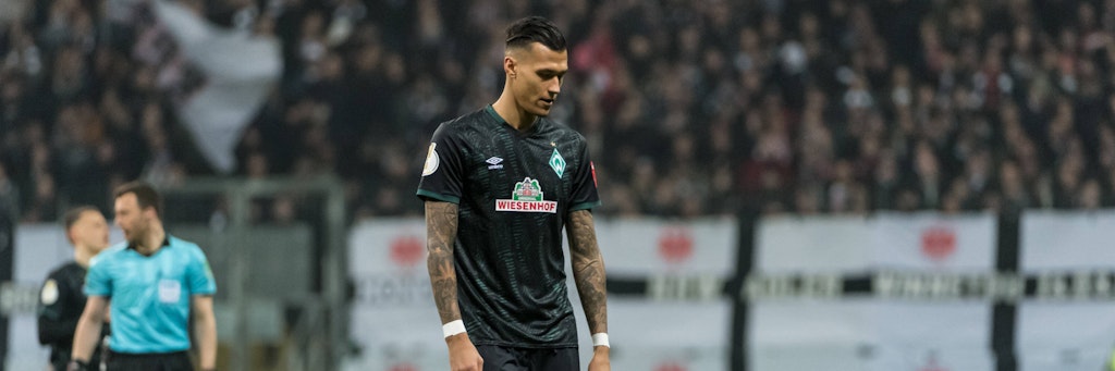 Stürmer Davie Selke (25) darf mit Werder Bremen am Sonnabend nicht bei Hertha BSC spielen. 