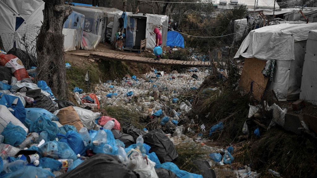 Müllberge im überfüllten Camp Moria auf Lesbos.