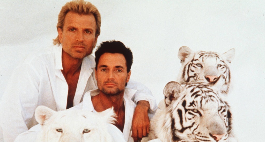 Das Magier-Duo "Siegfried und Roy" in den 90er-Jahren, weltberühmt für ihre Raubkatzen-Shows in Las Vegas.
