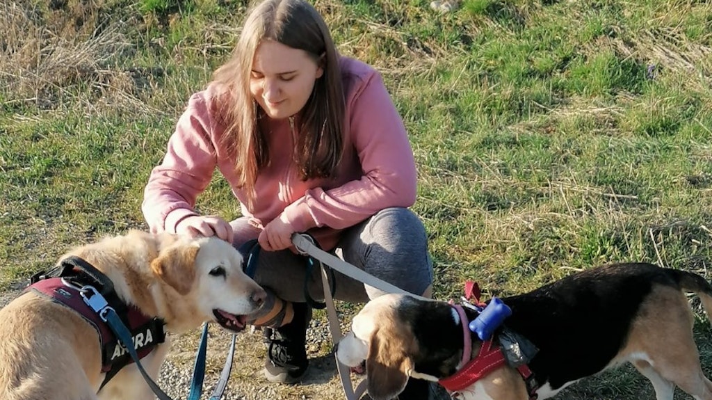 Jule mit ihren Hunden. Heute kann sie trotz der Folgeschäden wieder fast normal leben.