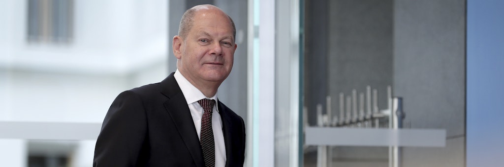 Olaf Scholz (SPD), Bundesminister der Finanze bei einer Pressekonferenz im Mai 2020.