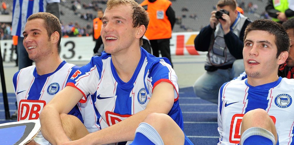 „U 21“-Nationalspieler: Lasogga, Neumann, Perdedaj (von links).