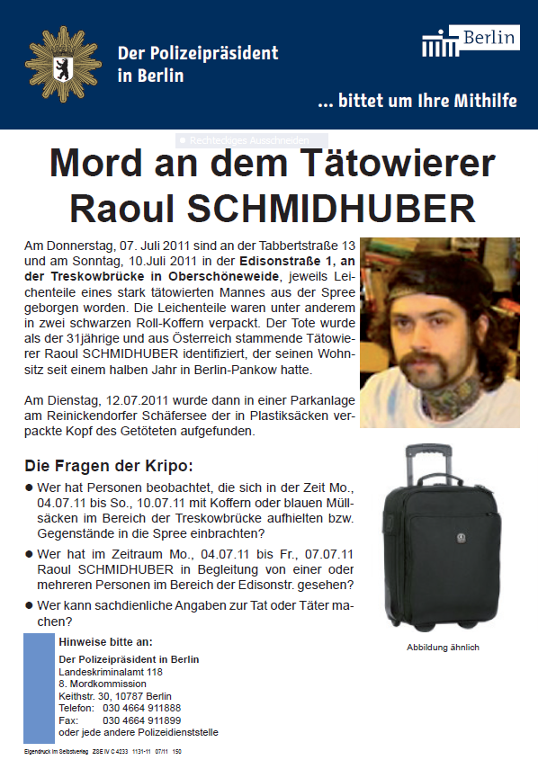 Suchplakat zum Grusel-Mord