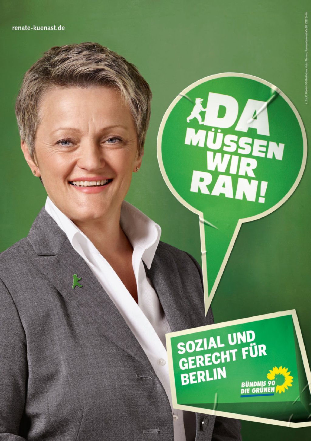 Grüne: „Altbackene Werbung. Ein gestelltes Foto wie aus dem Passbildautomaten. Das ist CDU in Grün. Und die Aussage ist banal.“