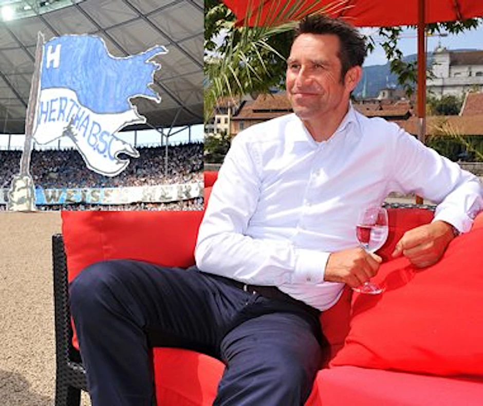Herthas Manager Michael Preetz ist glücklich über die große Unterstützung der blau-weißen Anhänger.