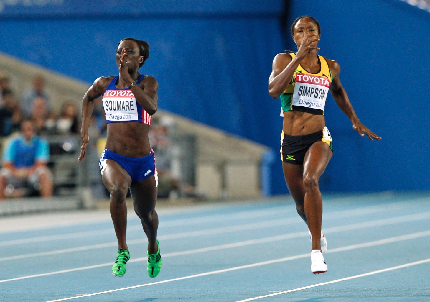 Myriam Soumar (Frankreich) und Sherone Simpson (Jamaika)