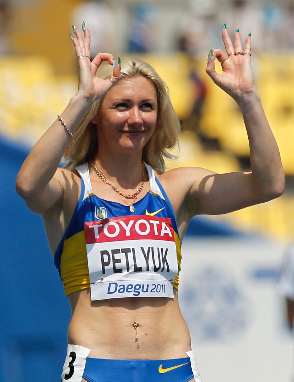 Davor war die Welt noch in Ordnung: Die Ukrainerin Tetiana Petlyuk vor der Qualifikation über 800 Meter