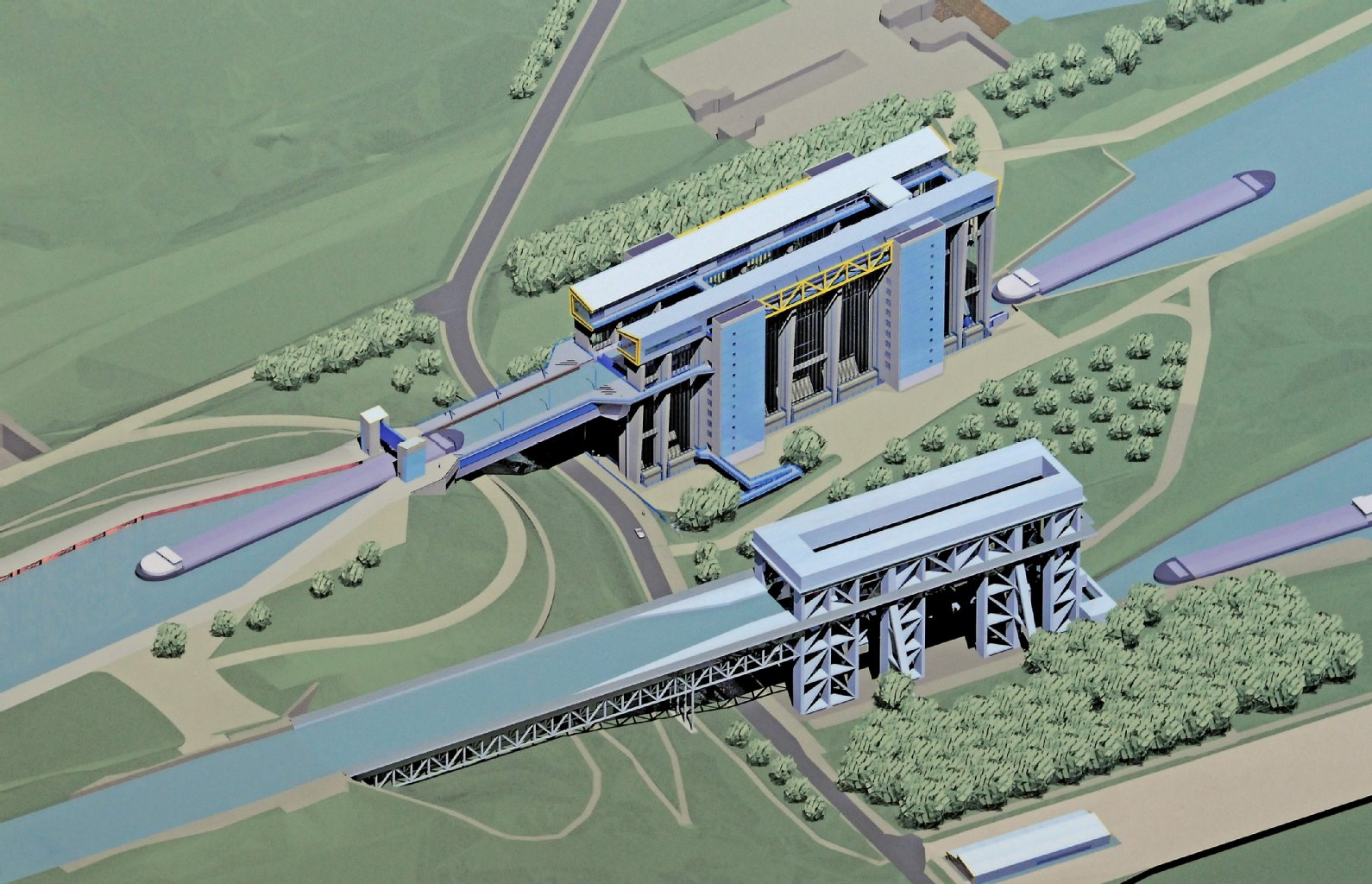 Wie der fertige Neubau neben dem alten Werk 2016 aussehen wird, zeigt das Modell.