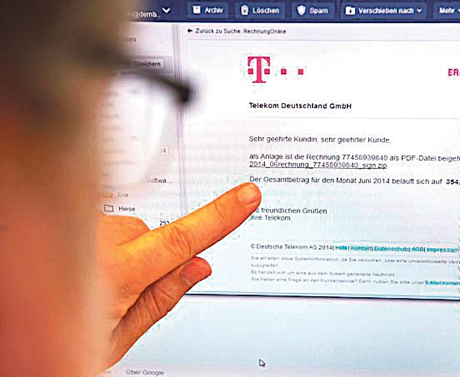 Die Telekom-Rechnung per E-Mail könnte eine Fälschung sein.