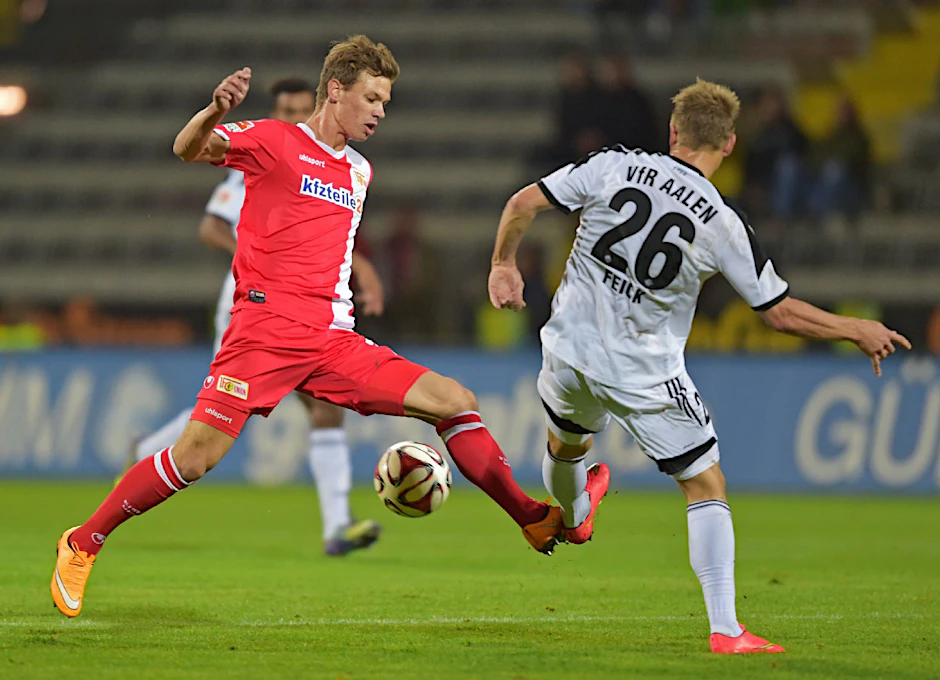Maxi Thiel (l.) spielte in Aalen das zweite Mal für Union von Beginn an. Das zweite Mal in Folge. Prompt gab es zwei Siege.