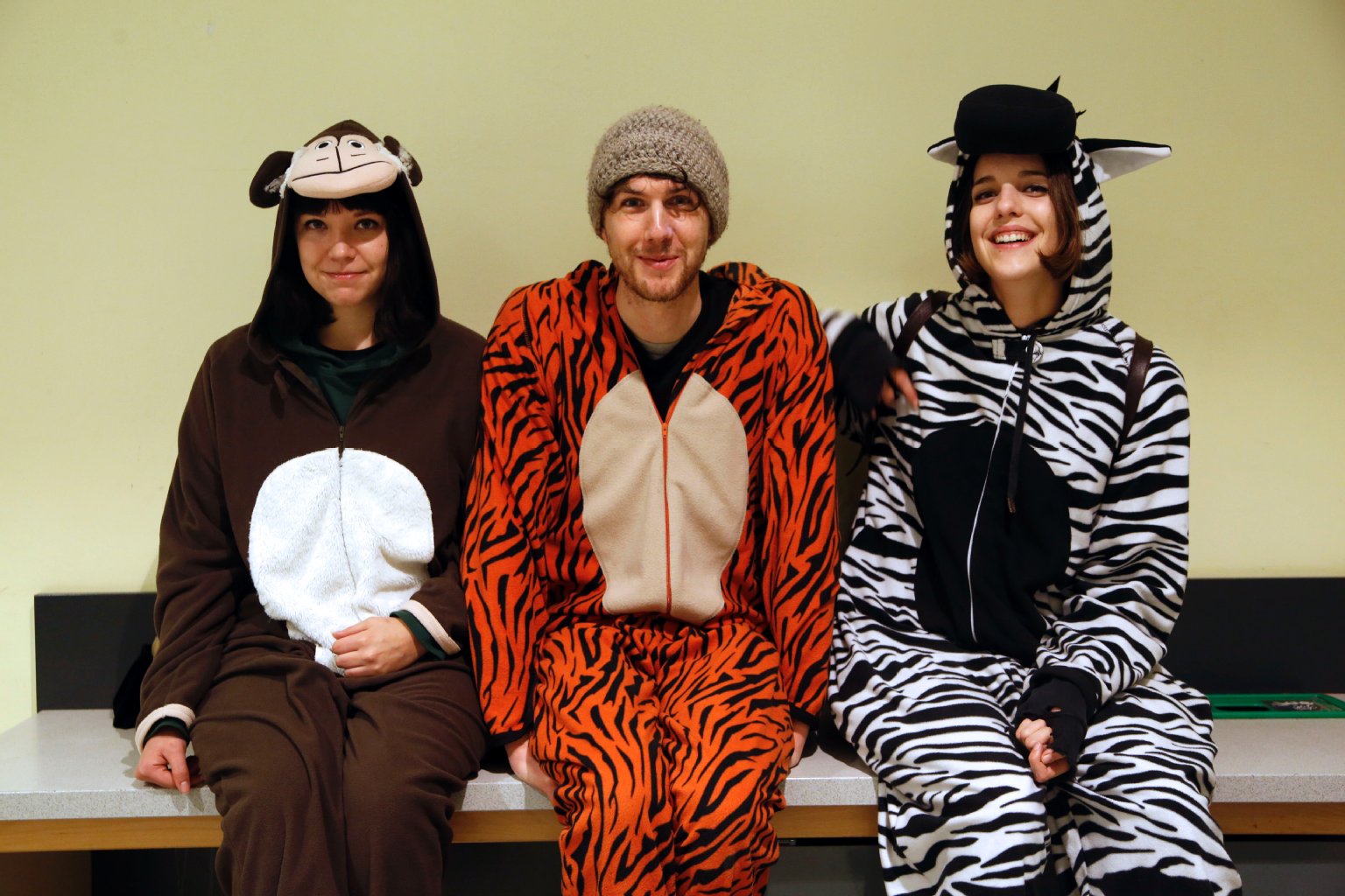 Affe, Tiger und Zebra heißen Lauren (23), Ronan (24) und Ines (23). „Eigentlich wollten wir Pommes, haben uns aber für etwas Gesünderes entschieden.“ ...