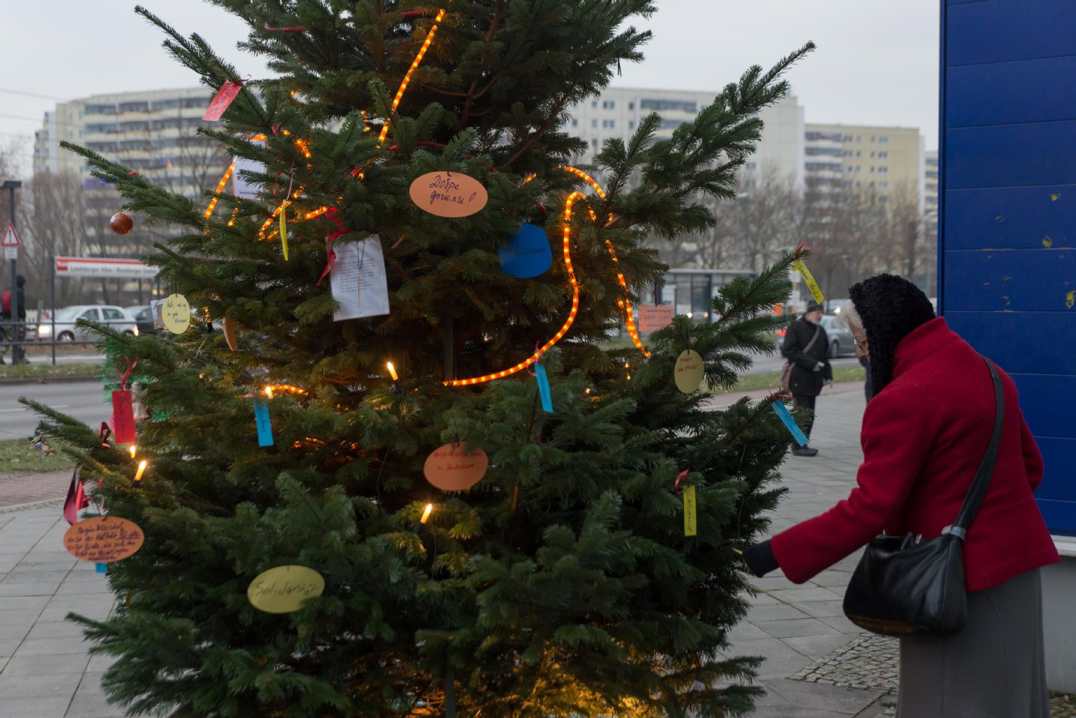 Beim Aufstellen des Baumes am 14. Dezember nahm auch der Bezirksbürgermeister teil.