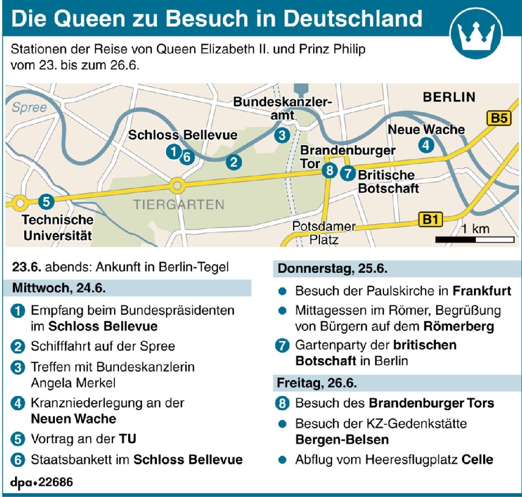 Die Queen entfernt sich bei ihrem Besuch nie weit von der Spree
