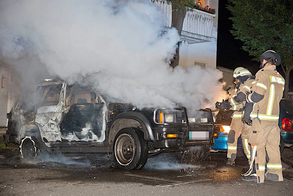Der Jeep wurde völlig zerstört.