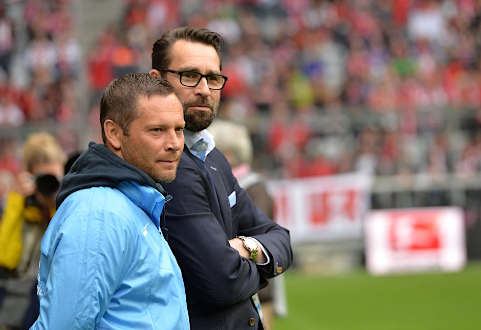 Preetz (r.) wird Dardai im Vier-Augen-Gespräch seinen Standpunkt erklären.