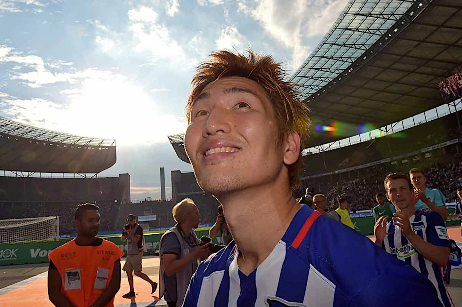 Genki Haraguchi hat allen Grund zur Freude. Hertha spielt gut und er selbst hat einen richtig guten Lauf.