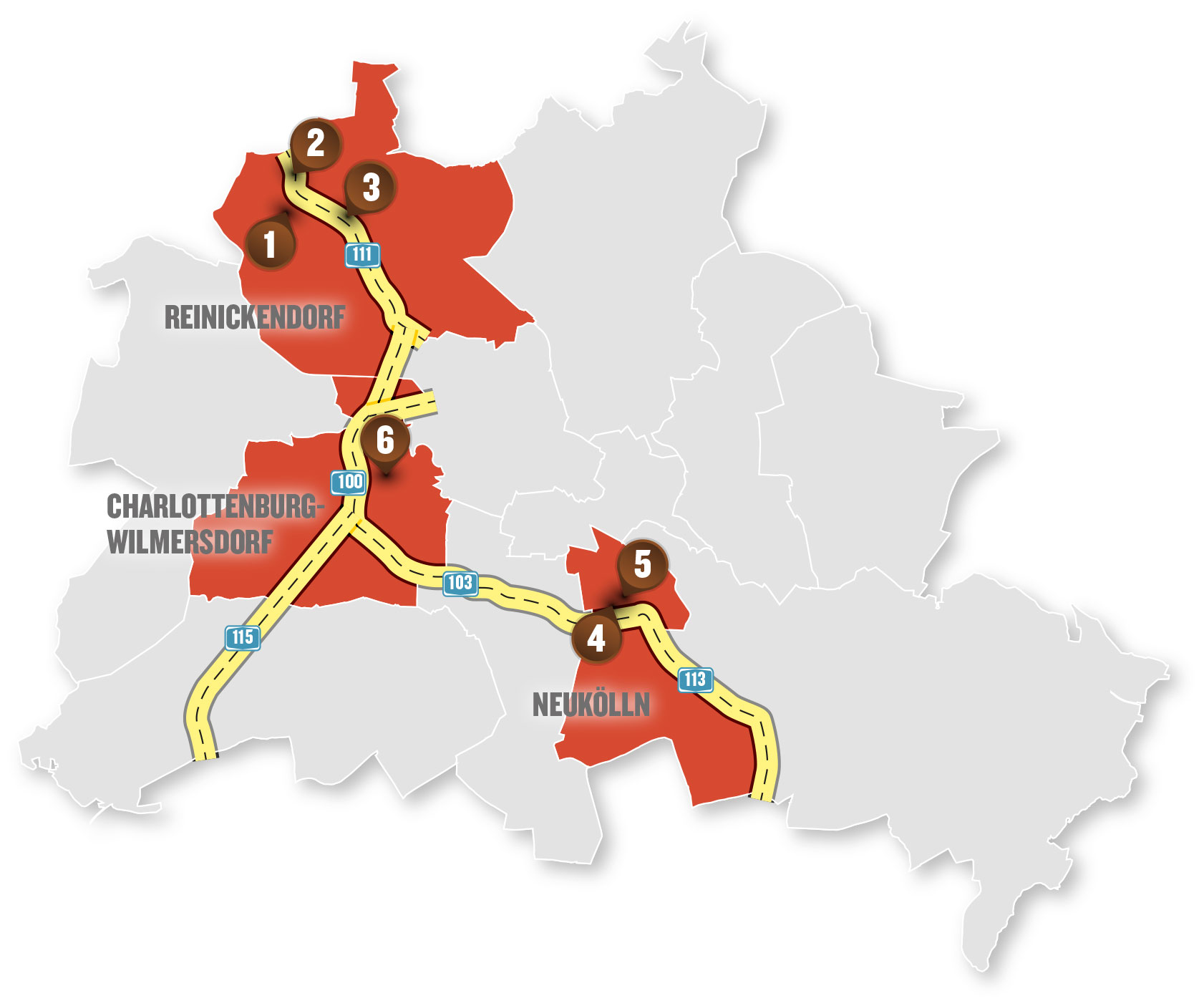 Die Karte zeigt, wie die Polizei an den Intensivtätern dran blieb und sie schnappte.