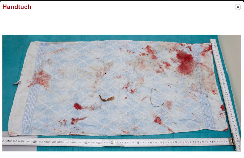 Das Handtuch, in dem das Findel-Baby eingewickelt war, ist voller Blut.