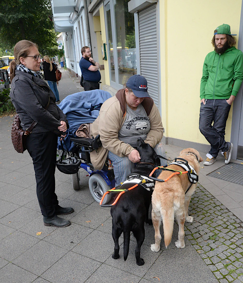 Katrin weint, weil sie sich von den Hunden zeitweilig trennen müsste, wenn sie eine Bleibe will. 