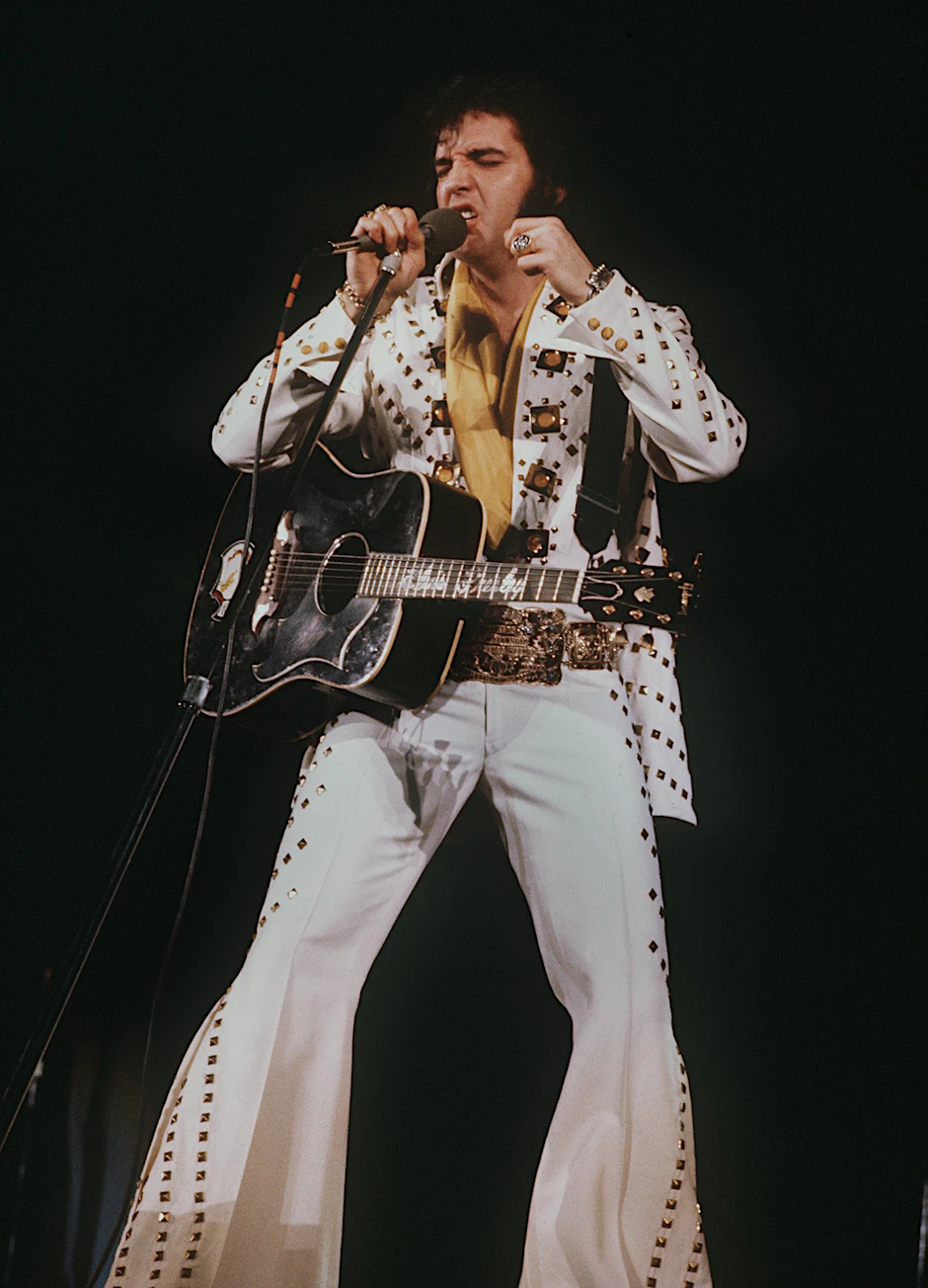 Aufgedunsen: In seinen letzten Lebensjahren war Elvis nur noch ein Schatten seiner selbst. 