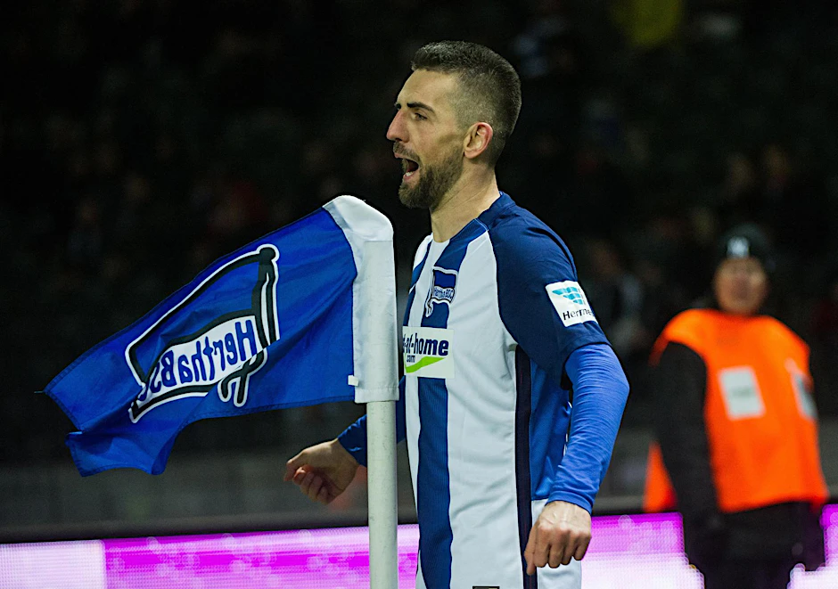 Jaaaa! Ibisevic brüllt seinen Jubel über sein Tor gegen Frankfurt an der Eckfahne heraus.