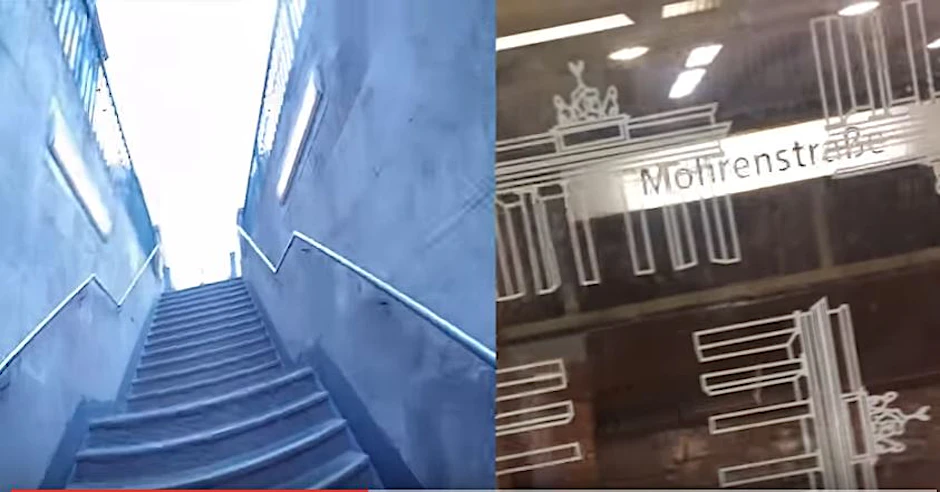 Die Läuferin hetzt aus dem U-Bahnhof Mohrenstraße, die Bahn fährt ab. Wer ist schneller?