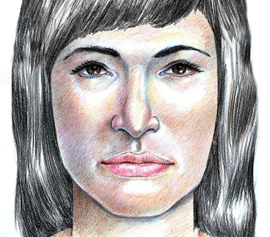 Eine Zeichnung der Toten, deren Leiche am 29. November 1970 an einem abgelegenen Ort gefunden wurde. Bis heute gibt die Frau der Polizei Rätsel auf. 