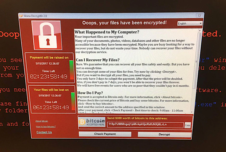 Ein von der Cyber-Attacke betroffener Computer eines britischen Krankenhauses.