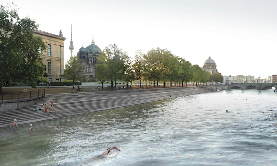 Kritik an der Treppe: Wird das Flussbad am Lustgarten eröffnet, müsste das von Schinkel gestaltete Ufer umgebaut werden.