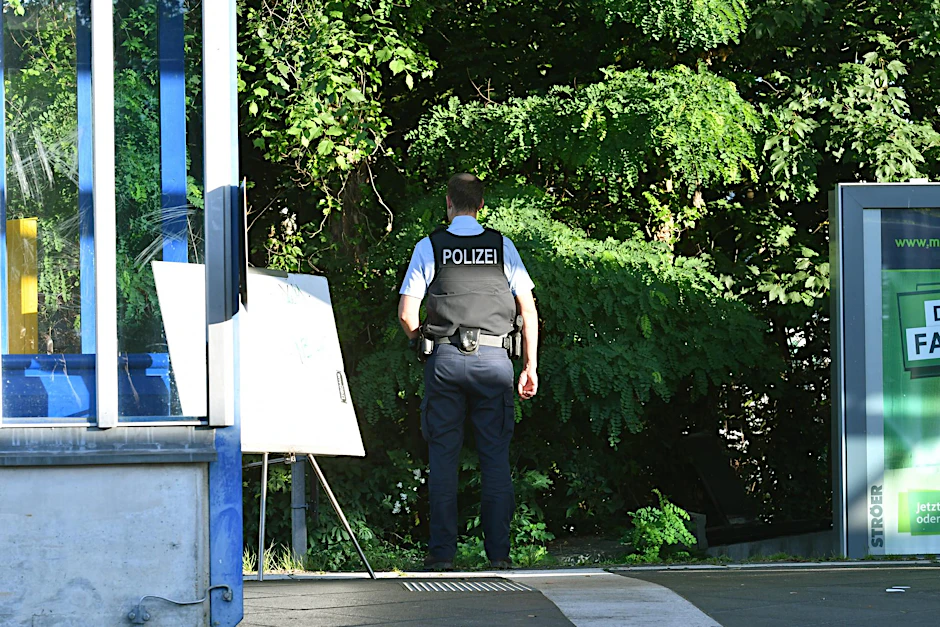 Die Ermittler untersuchen die Brandstelle am S-Bahnhof Treptower Park.