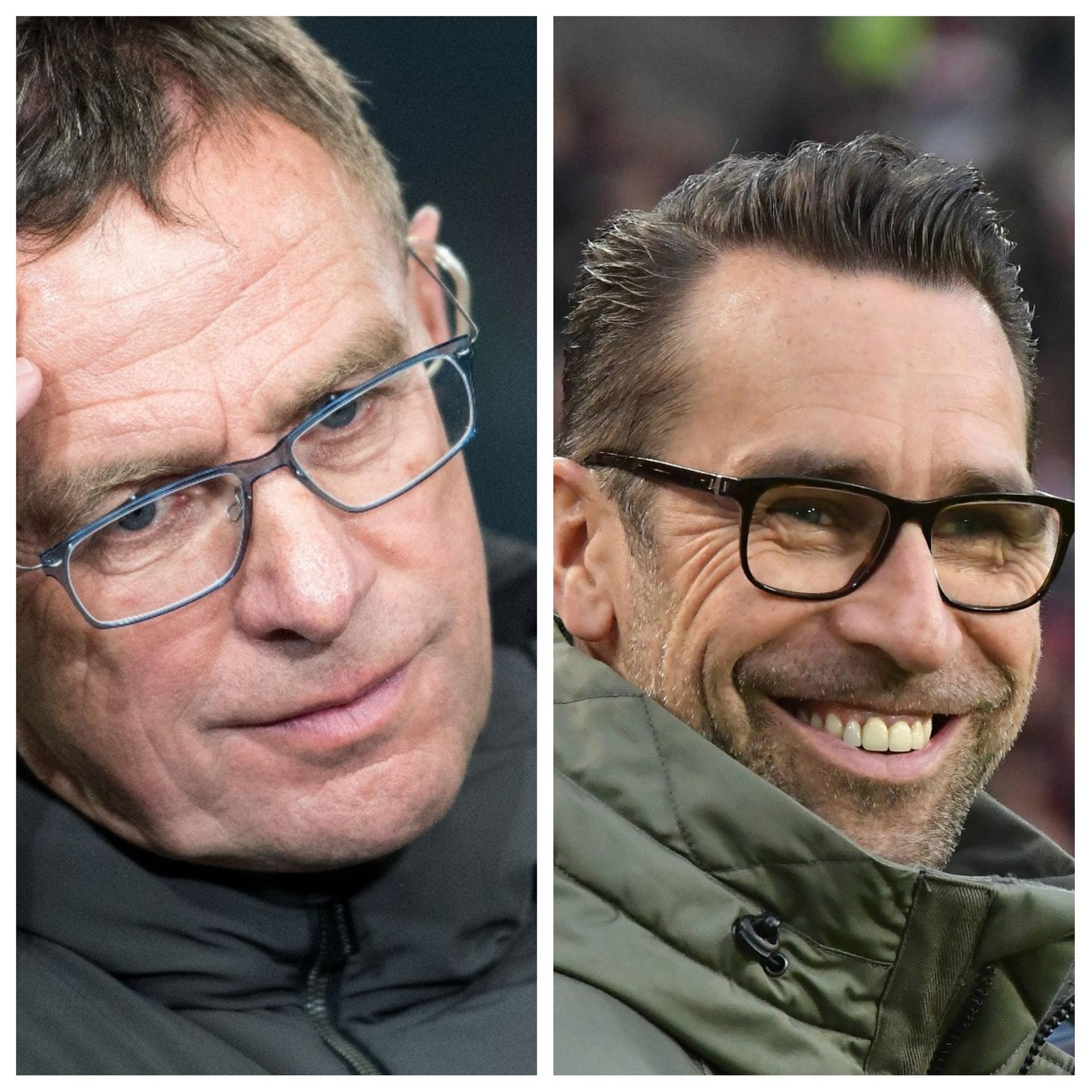 Hertha-Manager Michael Preetz pokerte. RB-Sportdirektor Ralf Rangnick (l.) hatte das Nachsehen.