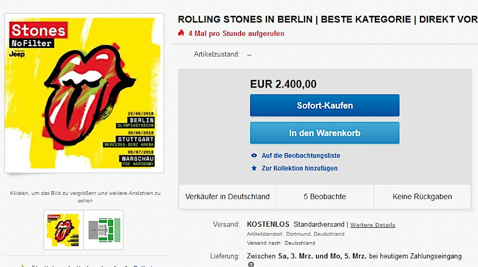 Schon wenige Minuten nach Verkaufsstart wimmelte es auf Ebay von Angeboten wie diesem.