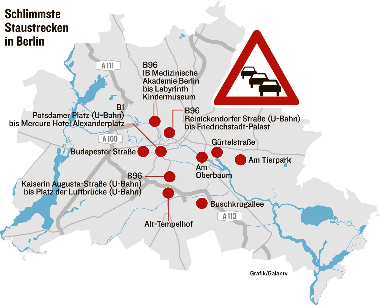 Die schlimmsten Staustrecken in Berlin