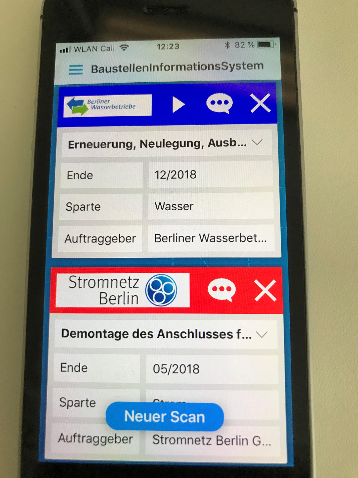Das bekommt man zu sehen, nachdem man eine Bake gescannt hat.