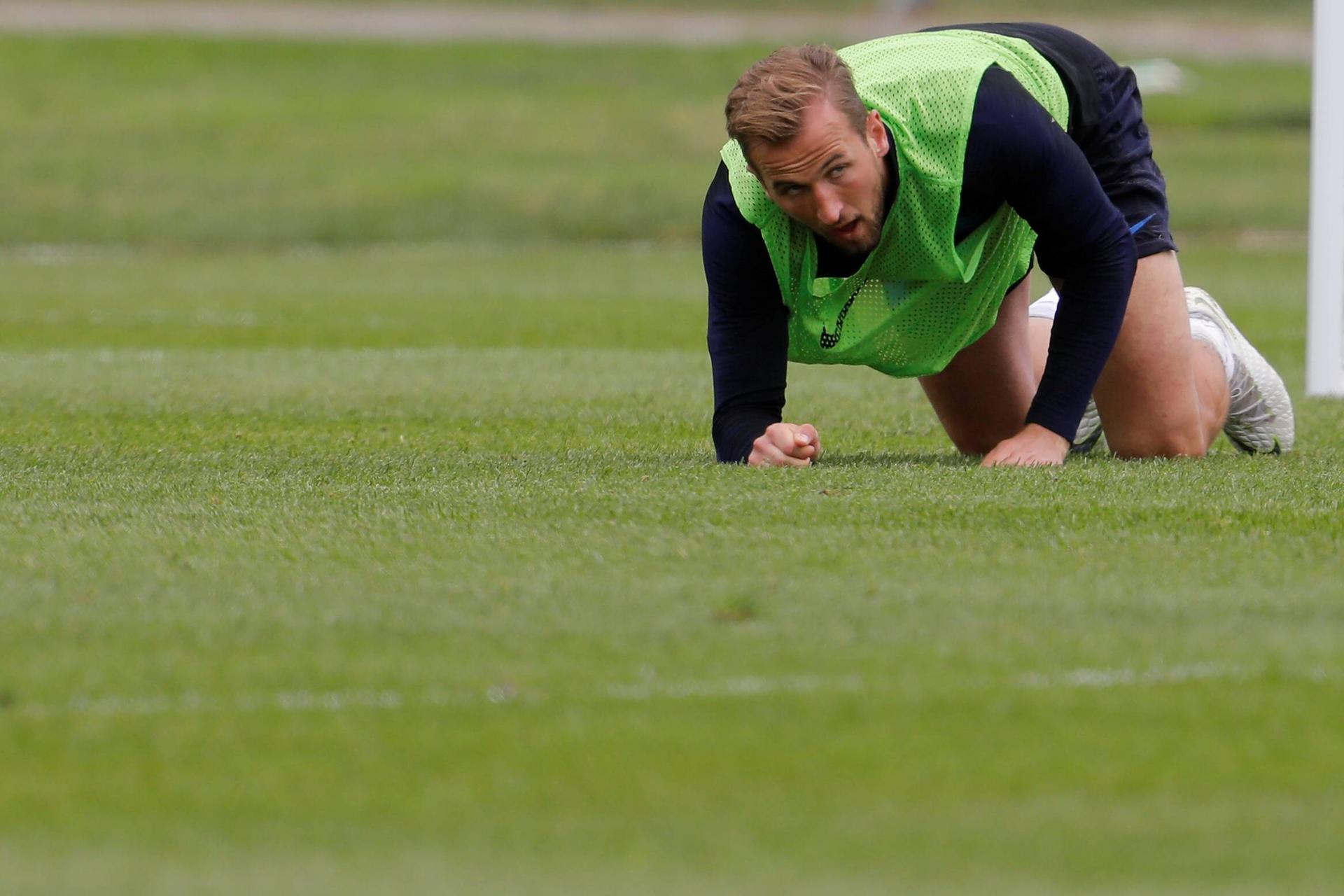 Harry Kane geht zur Sicherheit auf allen Vieren.