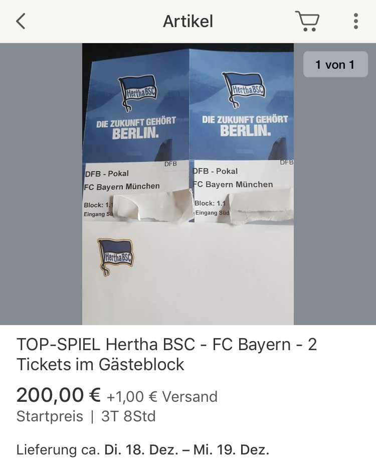 Für 200 Euro bietet ein User eine Karte in der Nähe des Gästeblocks an