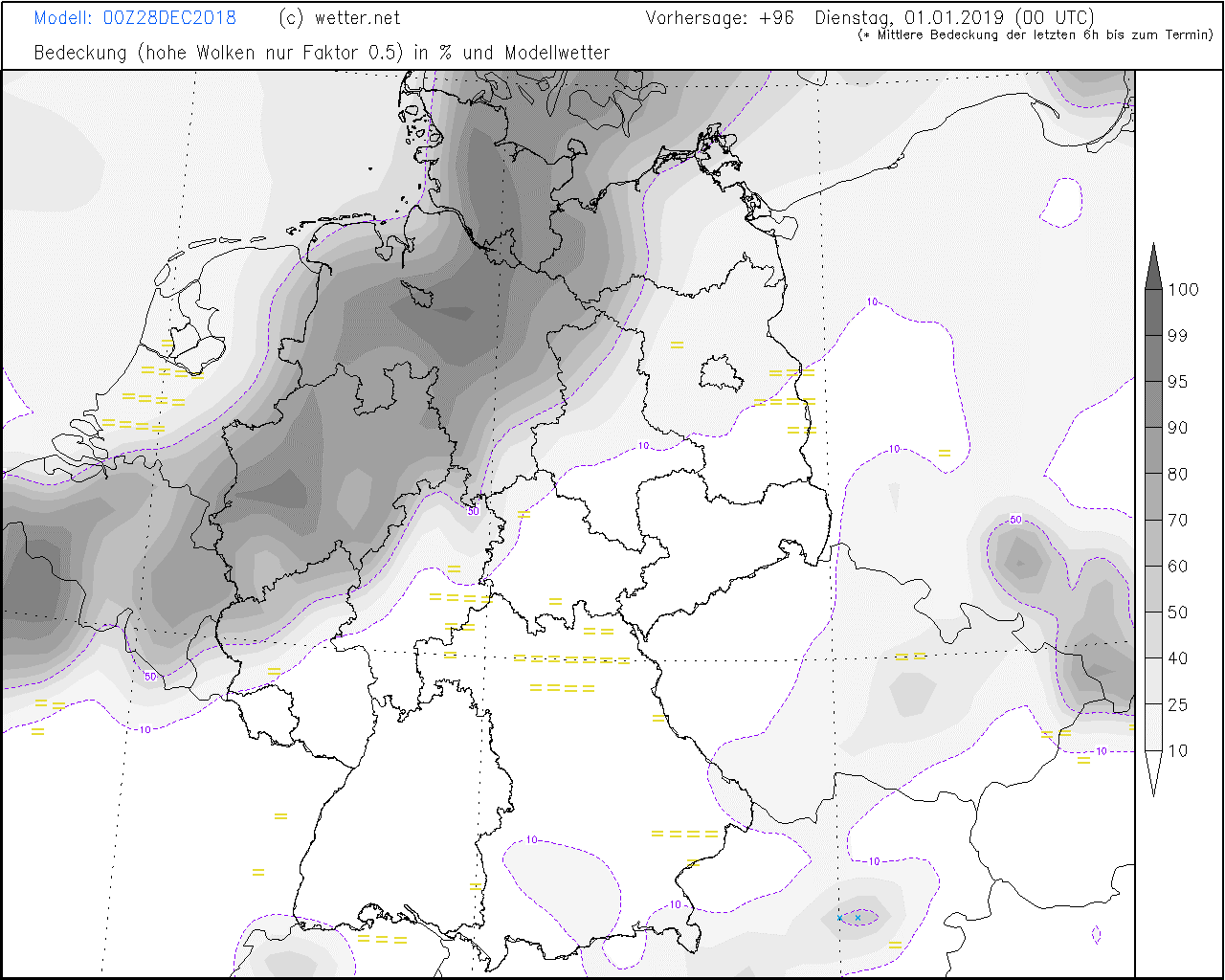Diese Niederschlags-Vorhersage trifft Wetterexperte Jung (wetter.net) für die Silvesternacht: Im Süden unserer Region bleibt es trocken, zum äußersten Nordwesten hin steigt die Regenwahrscheinlichkeit.
