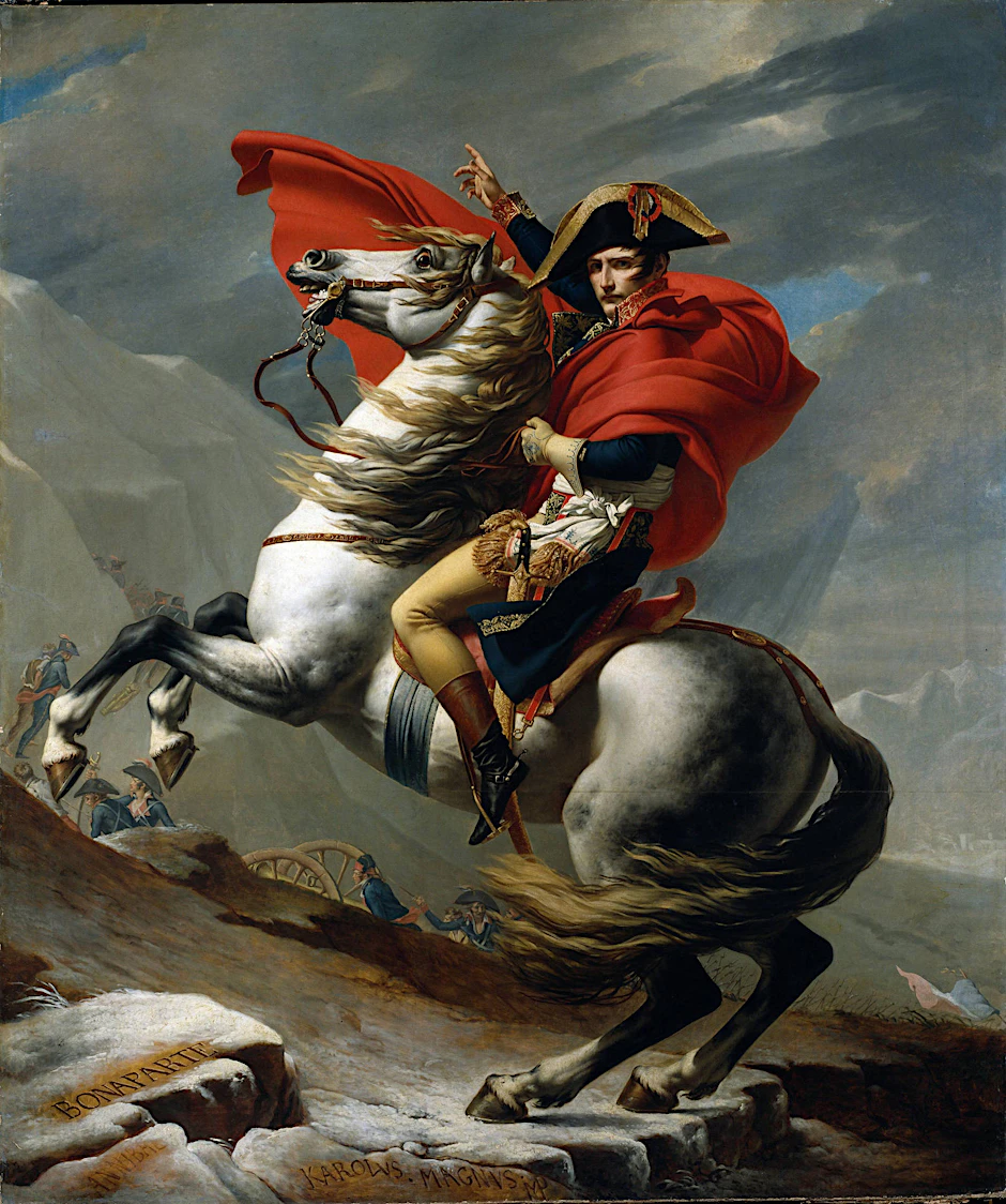 Napoleon beim Überschreiten der Alpen im Jahr 1800 (Gemälde von Jacques-Louis David).