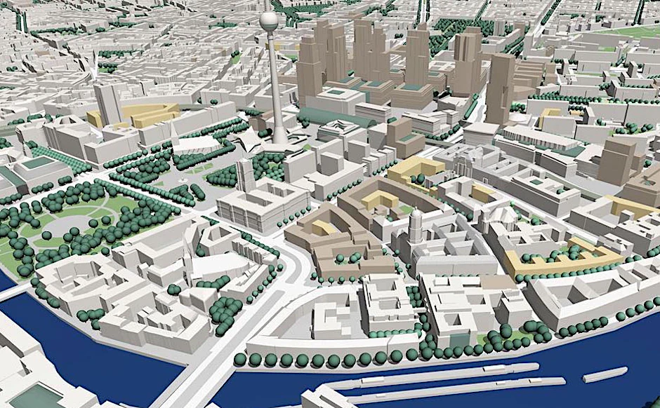 Die drei hellbraun eingefärbten Komplexe zwischen Rotem Rathaus und Altem Stadthaus zeigen, wie der Molkenmarkt bebaut werden könnte. Die Hochhaus-Planung am Alex (hinten) ist inzwischen überholt.