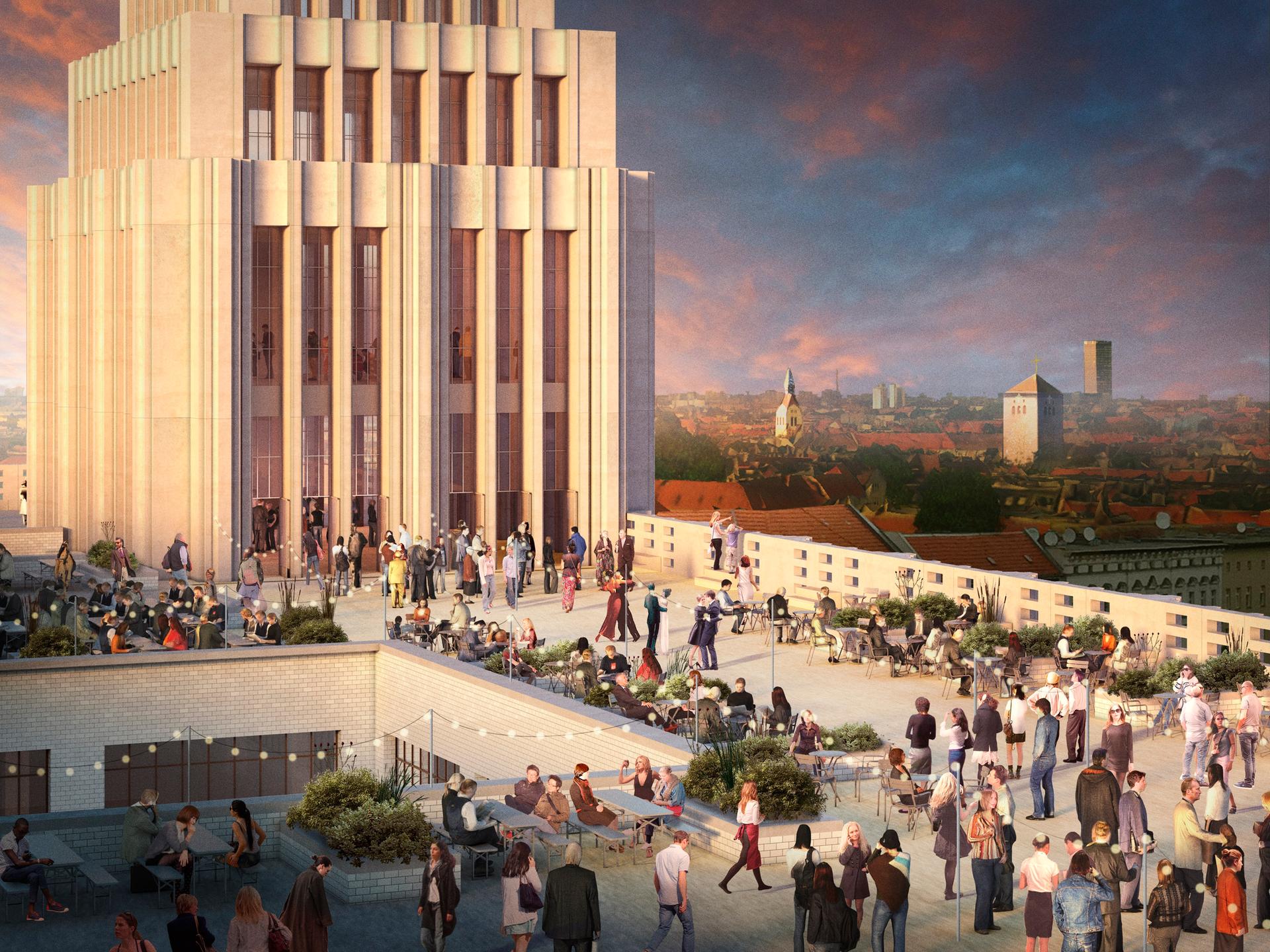 Die Planer hatten auch eine Dachterrasse für das Karstadt-Haus entworfen.
