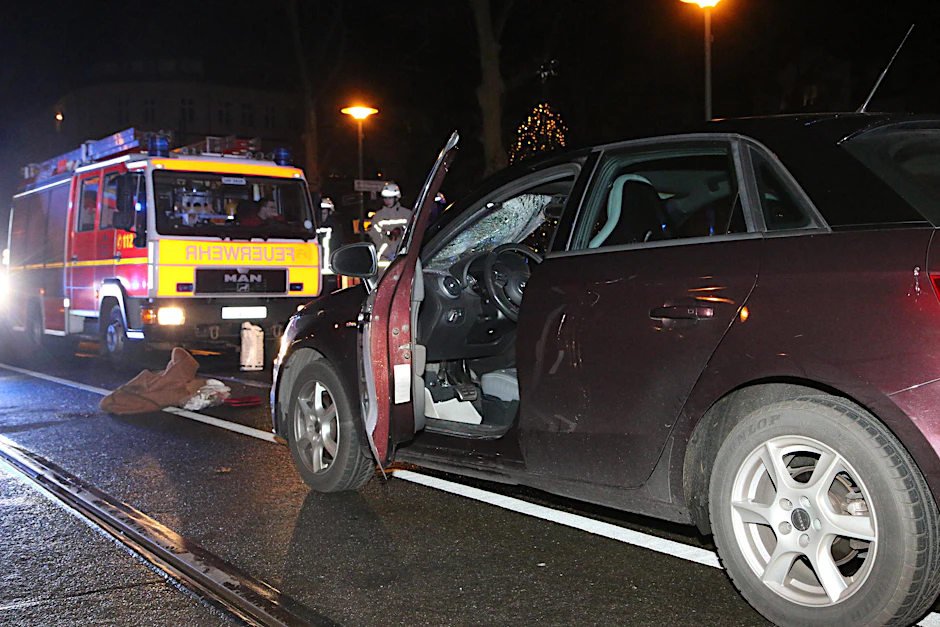 Der Unfallwagen des Fahrers.  