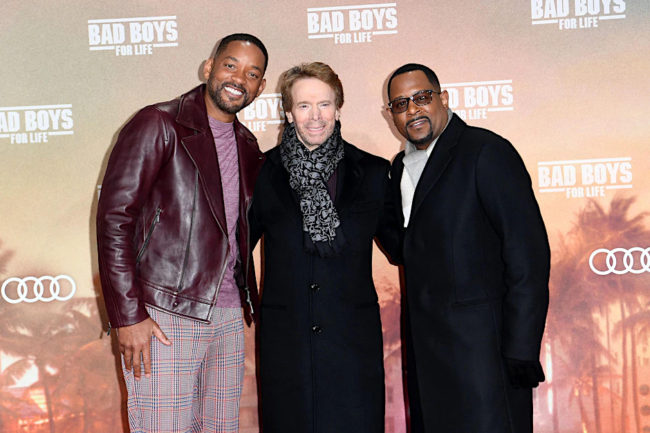 Will Smith (li.), Martin Lawrence (re.) und Produzent Jerry Bruckheimer stellten am Dienstag in Berlin Teil 3 der „Bad Boys“-Reihe vor.