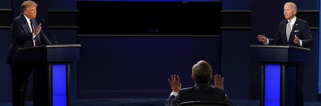 Hände hoch: Moderator Chris Wallace versuchte vergeblich, Struktur in die Debatte Trumps und Bidens zu bringen.