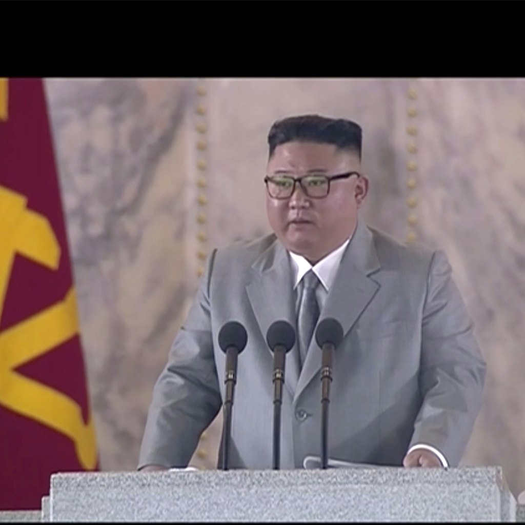 Kim Jong Un hält eine Rede anlässlich des 75. Jahrestags der Gründung der Arbeiterpartei.