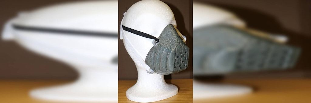 Corona-Schutzmaske aus Krokodil-Leder.